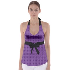 Pattern Spiders Purple And Black Halloween Gothic Modern Babydoll Tankini Top by genx