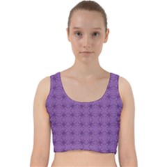 Pattern Spiders Purple And Black Halloween Gothic Modern Velvet Racer Back Crop Top by genx