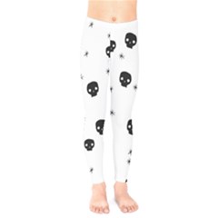 Pattern Skull Stars Handrawn Naive Halloween Gothic Black And White Kids  Legging by genx