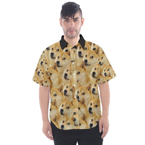 Doge Meme Doggo Kekistan Funny Pattern Men s Short Sleeve Shirt by snek