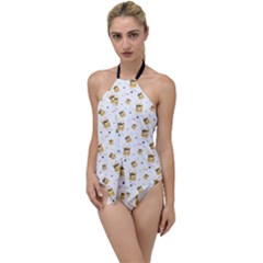 Doge Much Thug Wow Pattern Funny Kekistan Meme Dog White Go With The Flow One Piece Swimsuit by snek