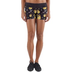 Doge Much Thug Wow Pattern Funny Kekistan Meme Dog Black Background Yoga Shorts by snek