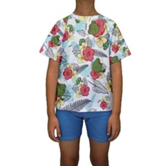 Apu Apustaja And Groyper Pepe The Frog Frens Hawaiian Shirt With Red Hibiscus On White Background From Kekistan Kids  Short Sleeve Swimwear by snek