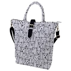 Funny Cat Pattern Organic Style Minimalist On White Background Buckle Top Tote Bag by genx