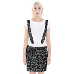 Funny Cat Pattern Organic Style Minimalist On Black Background Braces Suspender Skirt by genx