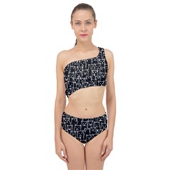 Funny Cat Pattern Organic Style Minimalist On Black Background Spliced Up Two Piece Swimsuit by genx