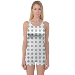 Logo Kekistan Pattern Elegant With Lines On White Background One Piece Boyleg Swimsuit by snek