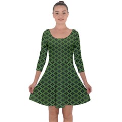 Logo Kek Pattern Black And Kekistan Green Background Quarter Sleeve Skater Dress by snek