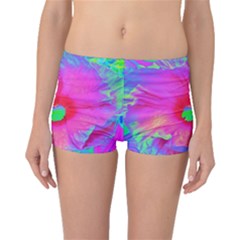 Psychedelic Pink And Red Hibiscus Flower Boyleg Bikini Bottoms by myrubiogarden