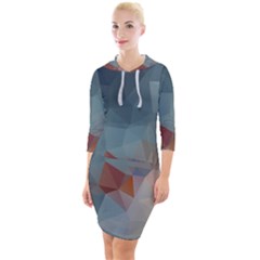 Triangle Geometry Trigonometry Quarter Sleeve Hood Bodycon Dress