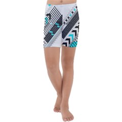 Green Geometric Abstract Kids  Lightweight Velour Capri Yoga Leggings by Mariart