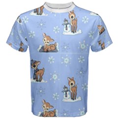 Winter Deer Men s Cotton Tee (blue)