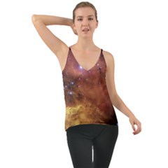 Cosmic Astronomy Sky With Stars Orange Brown And Yellow Chiffon Cami