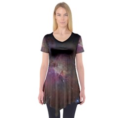 Orion Nebula Star Formation Orange Pink Brown Pastel Constellation Astronomy Short Sleeve Tunic  by genx