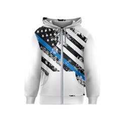 Usa Flag The Thin Blue Line I Back The Blue Usa Flag Grunge On White Background Kids  Zipper Hoodie