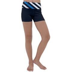 Usa Flag The Thin Blue Line I Back The Blue Usa Flag Grunge On Black Background Kids  Lightweight Velour Yoga Shorts by snek