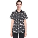 Tape Cassette 80s Retro GenX Pattern black and White Women s Short Sleeve Shirt View1