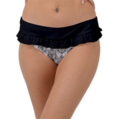 Scarab Pattern Egyptian Mythology Black And White Frill Bikini Bottom by genx