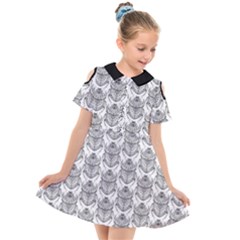 Scarab Pattern Egyptian Mythology Black And White Kids  Short Sleeve Shirt Dress by genx