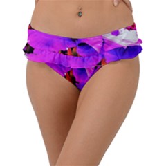 Abstract Ultra Violet Purple Iris On Red And Pink Frill Bikini Bottom