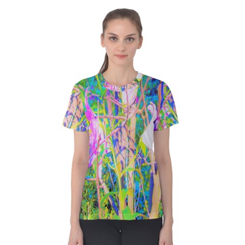 Abstract Oriental Lilies In My Rubio Garden Women s Cotton Tee by myrubiogarden