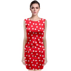 Christmas Pattern White Stars Red Sleeveless Velvet Midi Dress