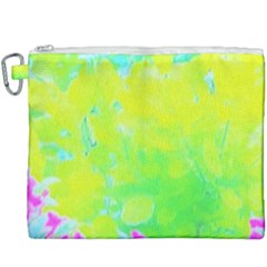 Fluorescent Yellow And Pink Abstract Garden Foliage Canvas Cosmetic Bag (xxxl)