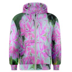 Hot Pink And White Peppermint Twist Garden Phlox Men s Zipper Hoodie by myrubiogarden