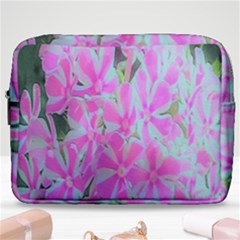 Hot Pink And White Peppermint Twist Garden Phlox Make Up Pouch (large) by myrubiogarden