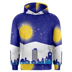 Night Christmas Background Moon Snow Men s Overhead Hoodie by Wegoenart