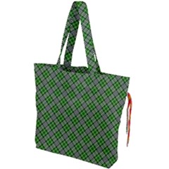 Lumberjack Plaid Buffalo Plaid Green White Drawstring Tote Bag by Wegoenart