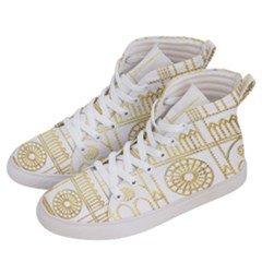 Gold Foil Notre Dame Church Paris Women s Hi-top Skate Sneakers by Wegoenart