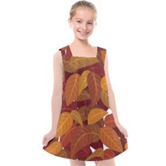 Leaves Pattern Kids  Cross Back Dress