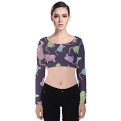 Animals Mouse Cartoon Pet Velvet Long Sleeve Crop Top