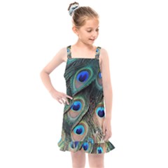 Peacock Feathers Bird Colorful Kids  Overall Dress