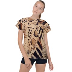 Animal Pattern Design Print Texture Ruffle Collar Chiffon Blouse