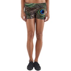 Peacock Tail Feathers Yoga Shorts by Wegoenart