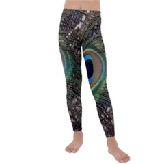 Peacock Tail Feathers Kids  Lightweight Velour Leggings by Wegoenart