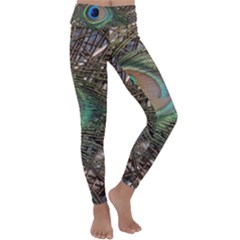 Peacock Tail Feathers Kids  Lightweight Velour Classic Yoga Leggings by Wegoenart