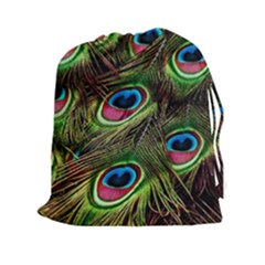 Peacock Feathers Feather Color Drawstring Pouch (xxl)