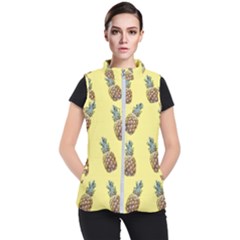 Pineapples Fruit Pattern Texture Women s Puffer Vest