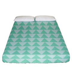 Mint Triangle Shape Pattern Fitted Sheet (king Size) by picsaspassion