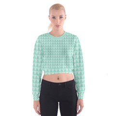 Mint Triangle Shape Pattern Cropped Sweatshirt by picsaspassion