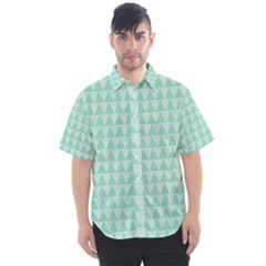 Mint Triangle Shape Pattern Men s Short Sleeve Shirt