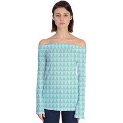 Mint Triangle Shape Pattern Off Shoulder Long Sleeve Top