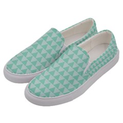 Mint Triangle Shape Pattern Men s Canvas Slip Ons by picsaspassion