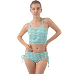 Mint Triangle Shape Pattern Mini Tank Bikini Set by picsaspassion