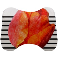 Red Tulip And Black Stripes Head Support Cushion by picsaspassion