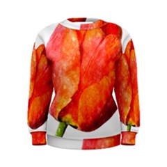 Red Tulip, Watercolor Art Women s Sweatshirt by picsaspassion