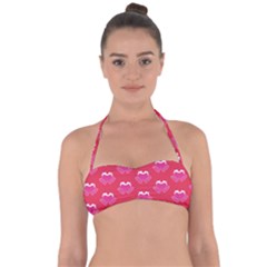 Christmas Red Pattern Reasons Halter Bandeau Bikini Top